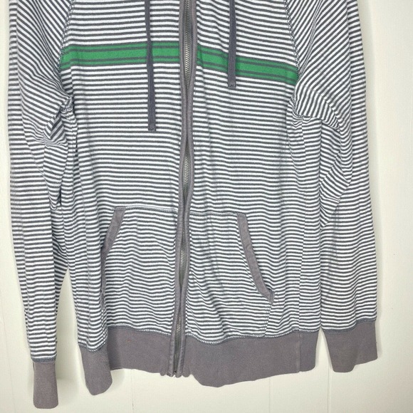 Kirra Women's Jacket Gray, White, Green Striped Hoodie Zip Up Size Small - Picture 4 of 4